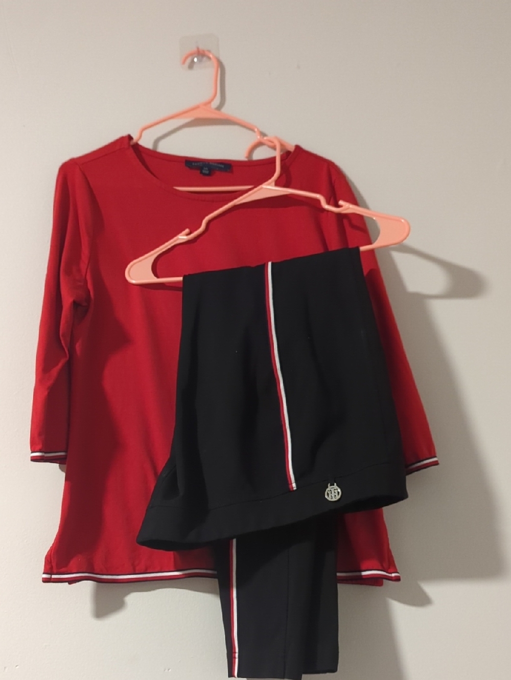 Tommy Hilfiger Red Top with Black Trim Pantsuit